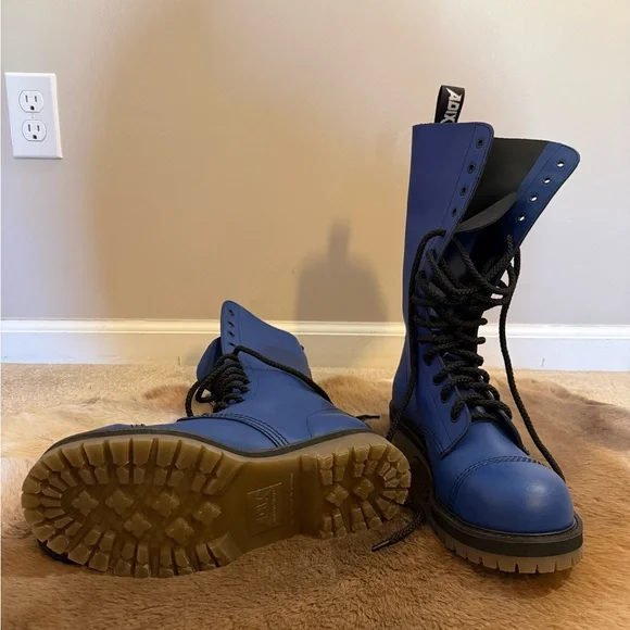 Blue Combat Boots with Black Laces - Picture 2 of 5